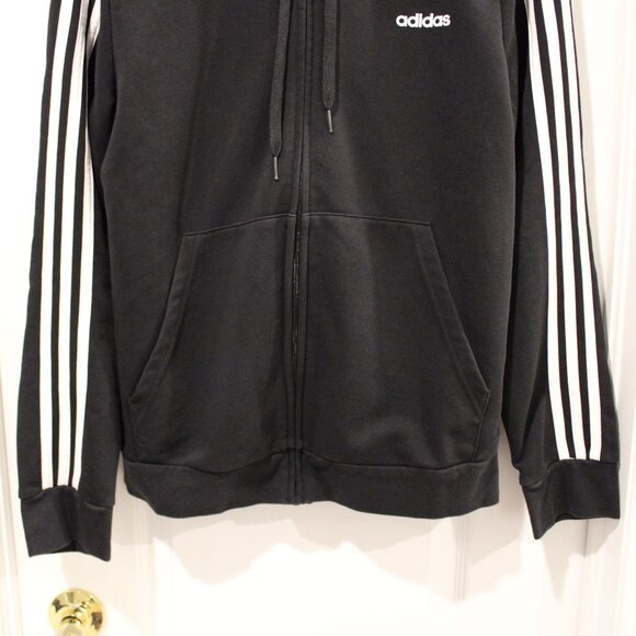 adidas | Womens | Essentials 3-Stripes | Full-Zip Hoodie Sweatshirt | Black | XL - Picture 4 of 5